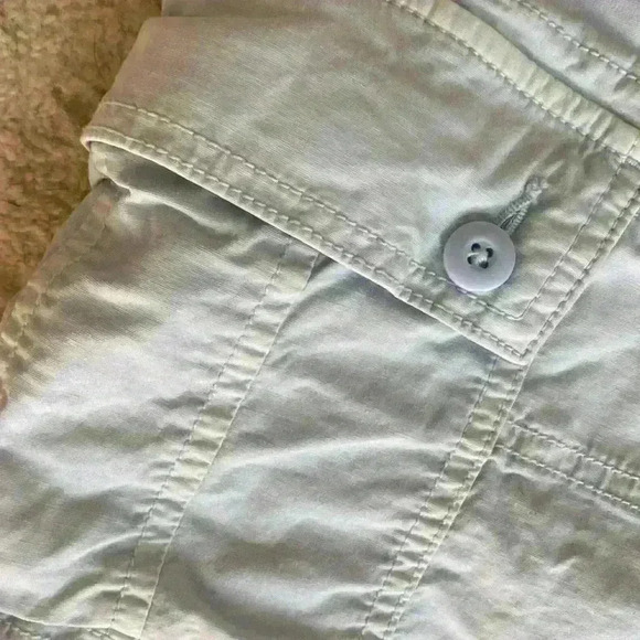 American Eagle light blue, distressed hem, stretch cargo shorts; size 18 - Picture 2 of 6